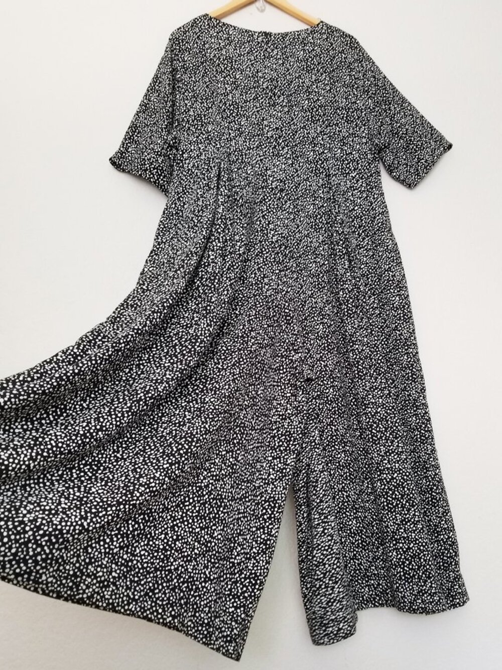 Vintage LBW Super Wide Leg Jumpsuit Plus 2X Black White Spotty Dots Made in USA - Picture 4 of 14